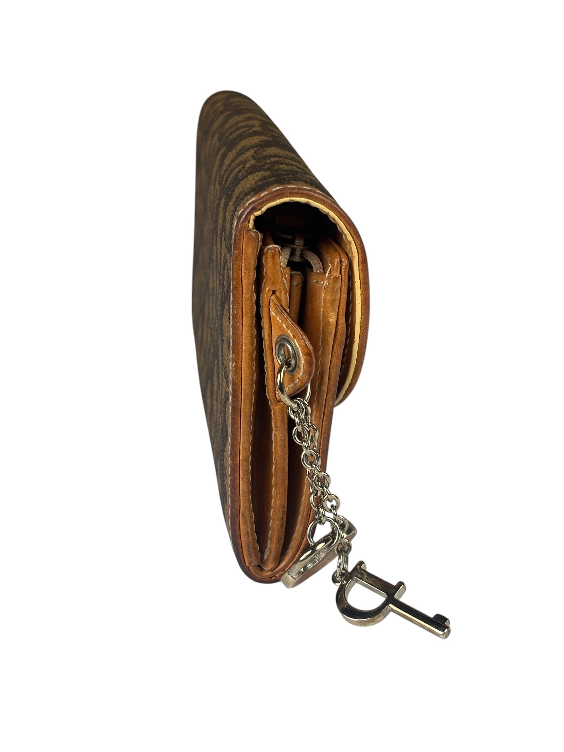 Christian Dior Brown Trotter Romantique Heart Long Wallet On Chain