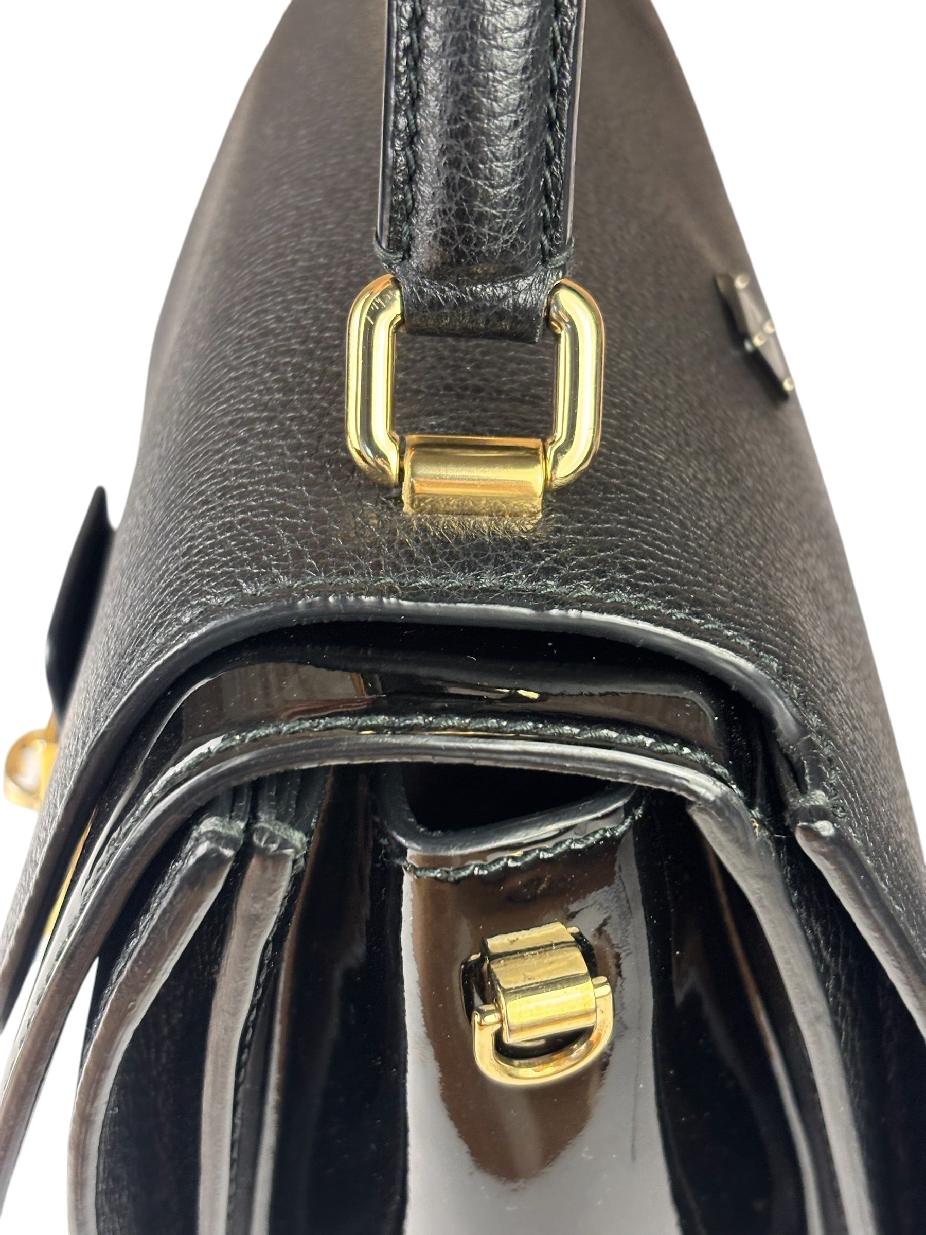 Dolce & Gabbana Black Patent Leather Borsa A Mano Two-Way Bag