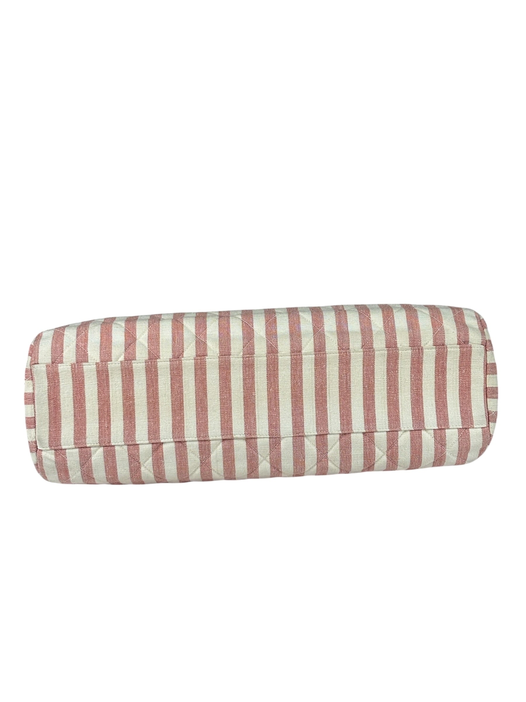 Chanel Vintage Pink/Cream Denim Maxi Stripped Tote 1994