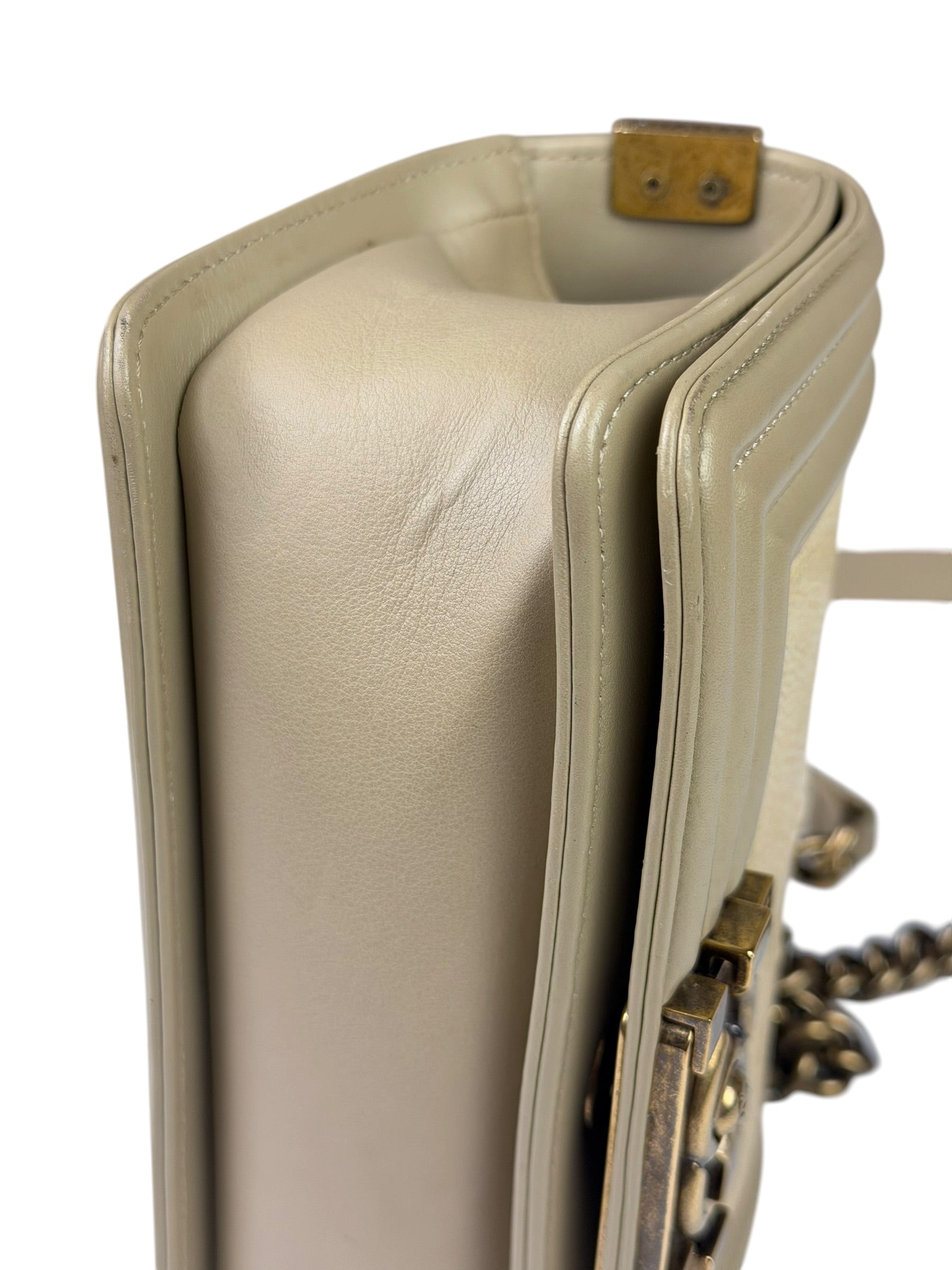Chanel Beige Leather Boy Stingray Flap Bag 2013
