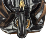 Gucci Black Patent Vintage Dialux Pop Bamboo 2Way Handbag
