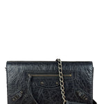 Balenciaga Black Croc Embossed Le City Clutch/Wallet