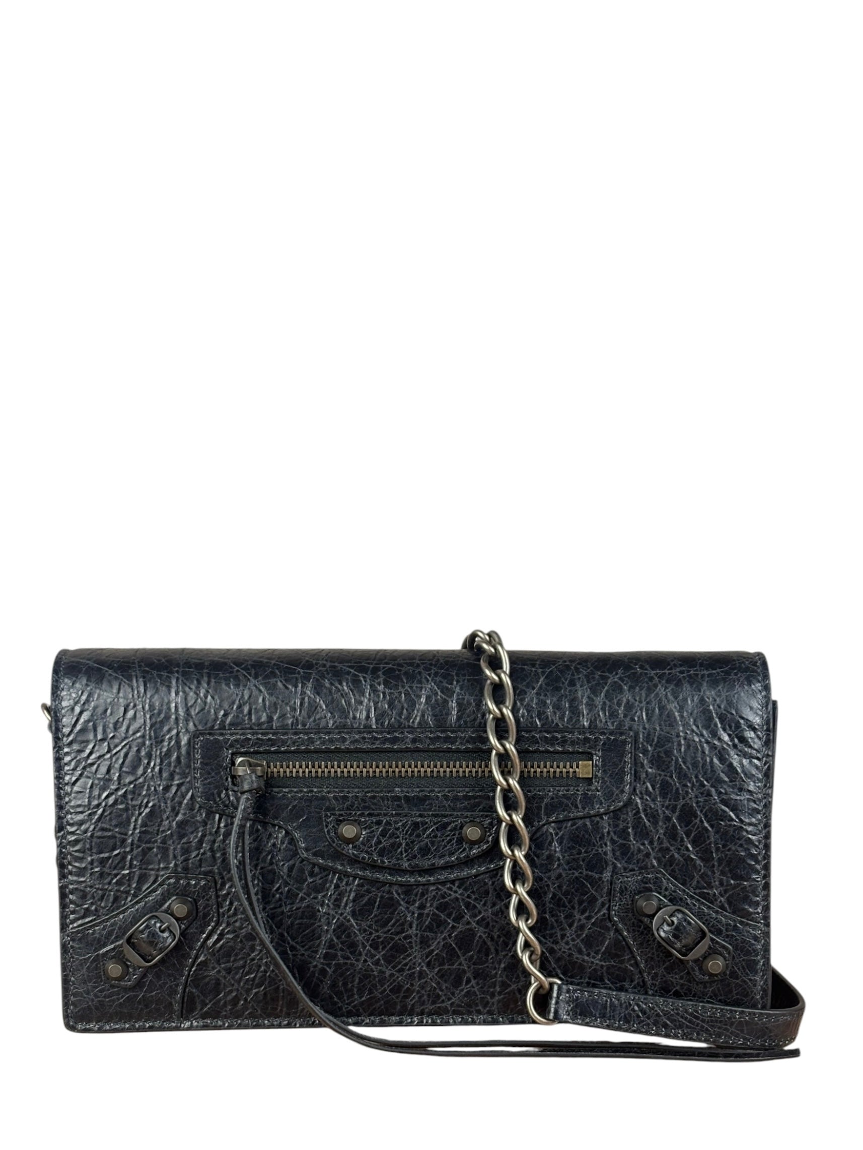 Balenciaga Black Croc Embossed Le City Clutch/Wallet