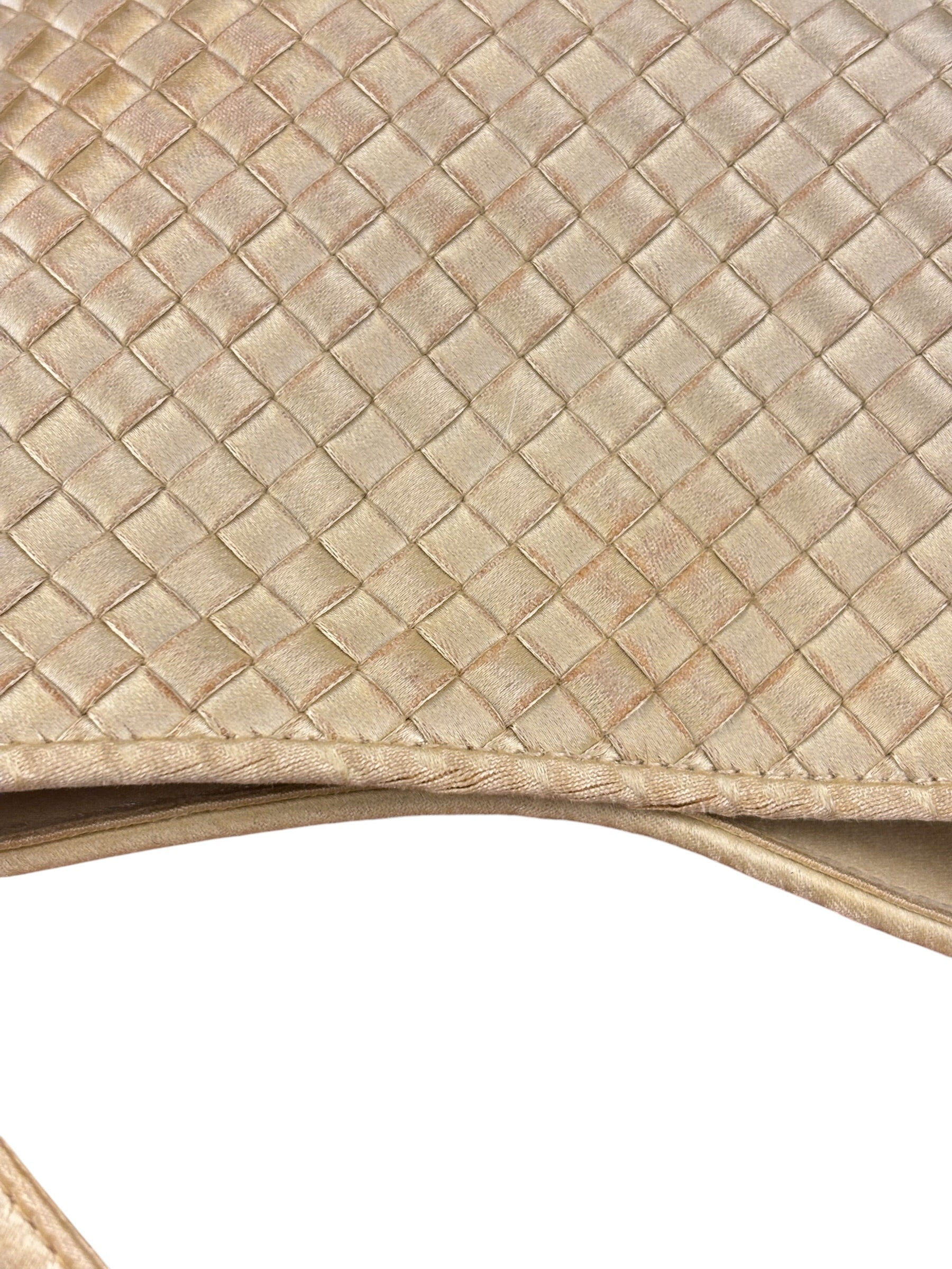 Bottega Veneta Butter Yellow Satin Intrecciato Shoulder Bag