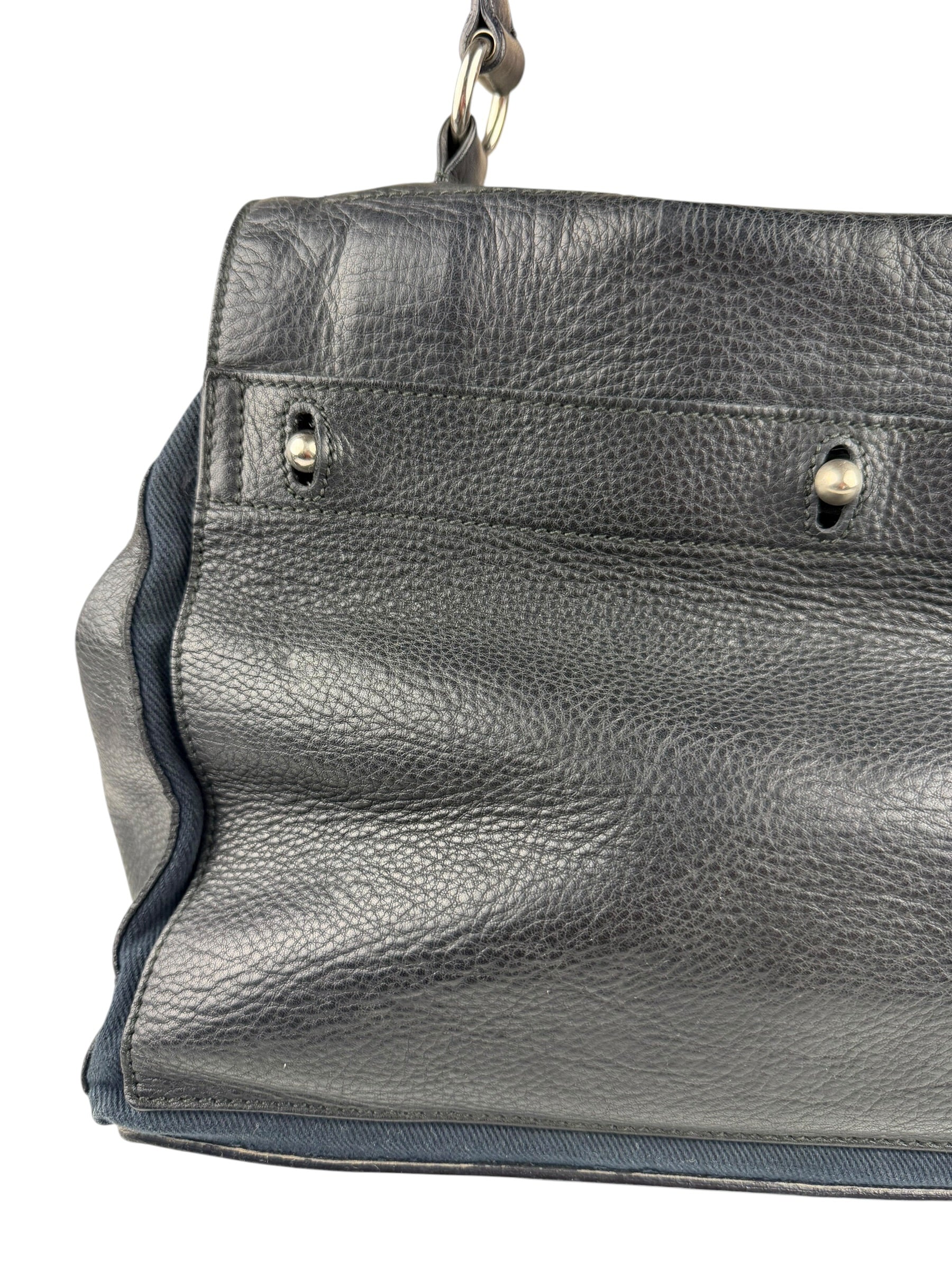 Saint Laurent Vintage Black Leather Top Handle Bag