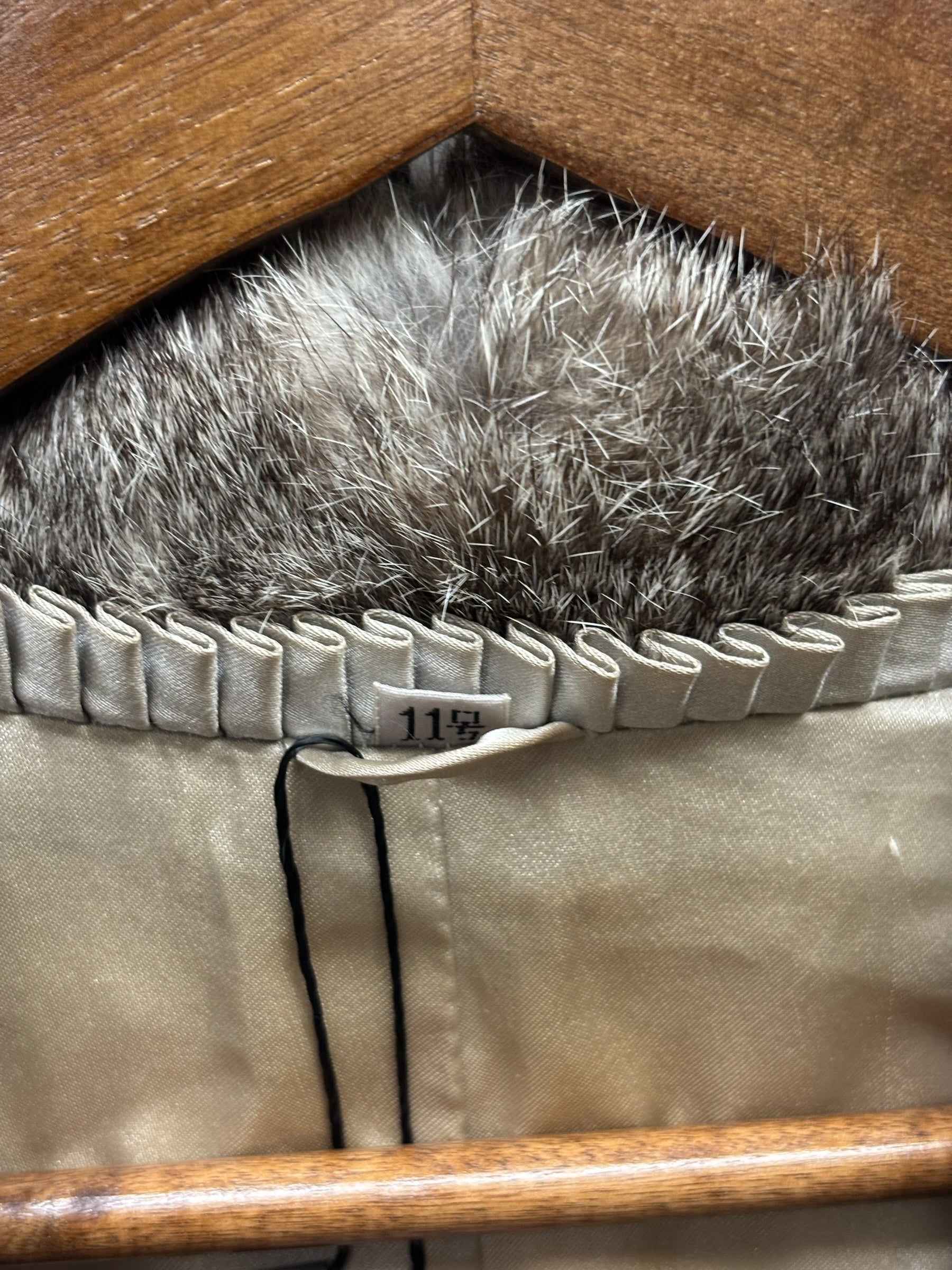 Gifu Mouhi Grey Rabbi Fur Coat