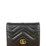 Gucci Black Leather Marmont Card Case Wallet