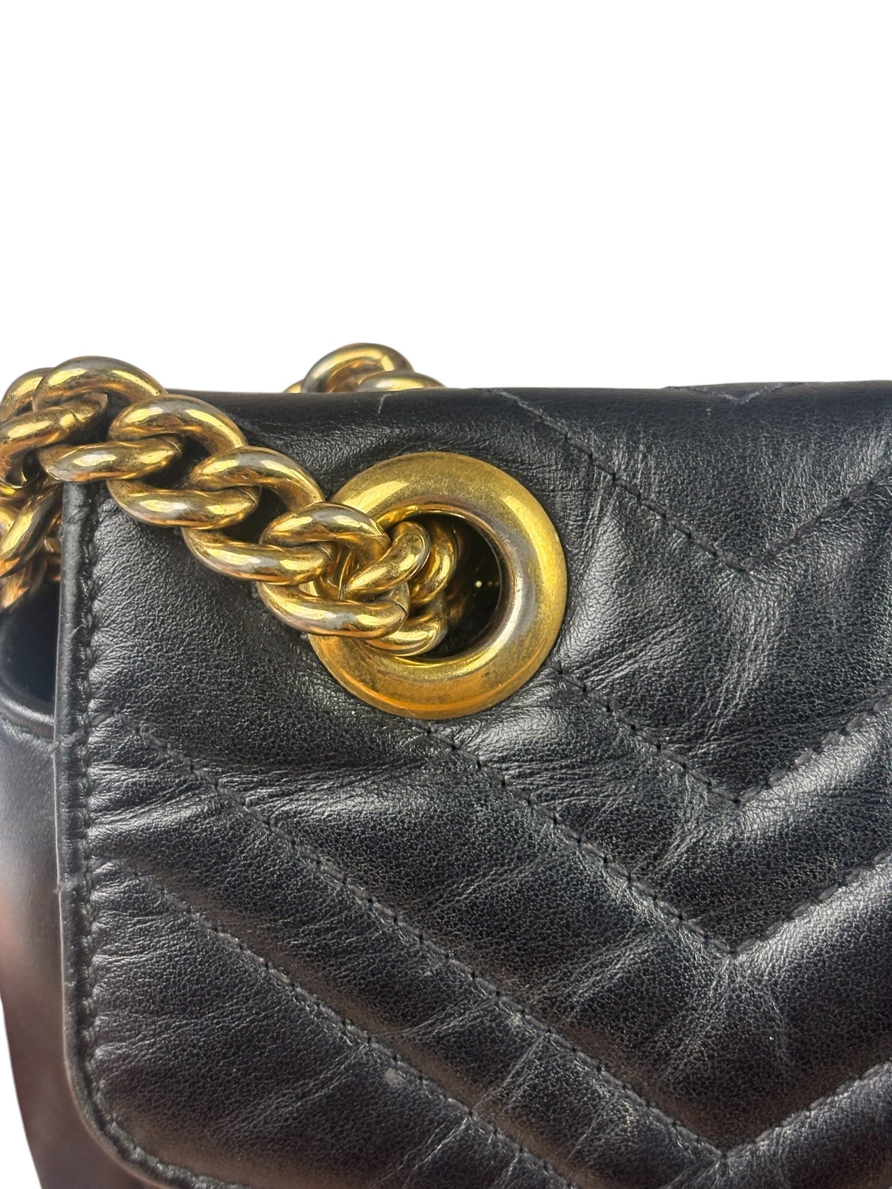 Gucci GG Black Marmont Leather Medium Shoulder Bag