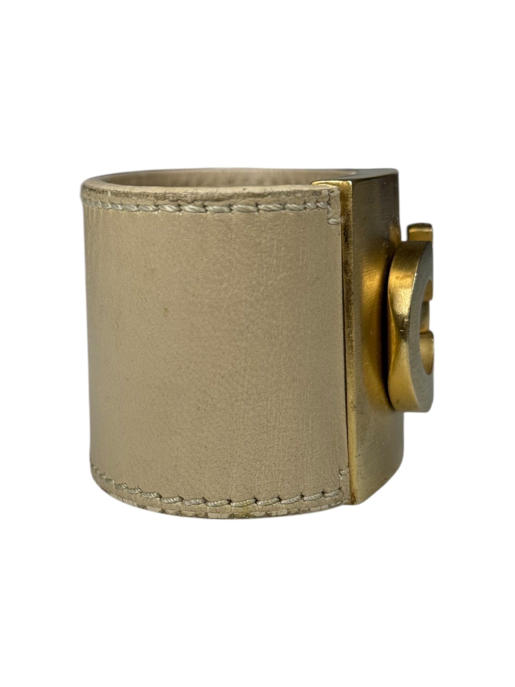 Ferragamo Gancini Wide Leather Cuff Bracelet