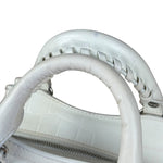 Balenciaga White Croc Embossed S Neo City Bag