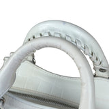 Balenciaga White Croc Embossed S Neo City Bag