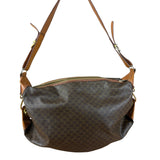 Celine Vintage Macadam Canvas Leather Trim Shoulder Bag