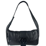 Gucci Black Leather Aphrodite GG Emblem Flap Bag
