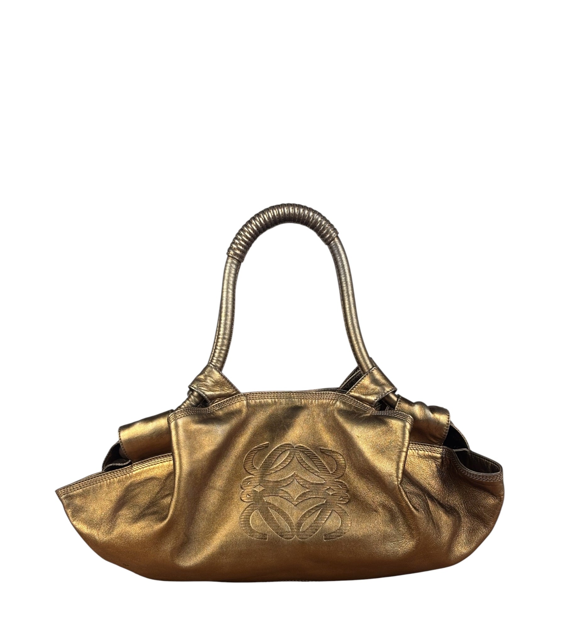 Loewe Vintage Metallic Brown Nappa Aire Hobo Tote Bag