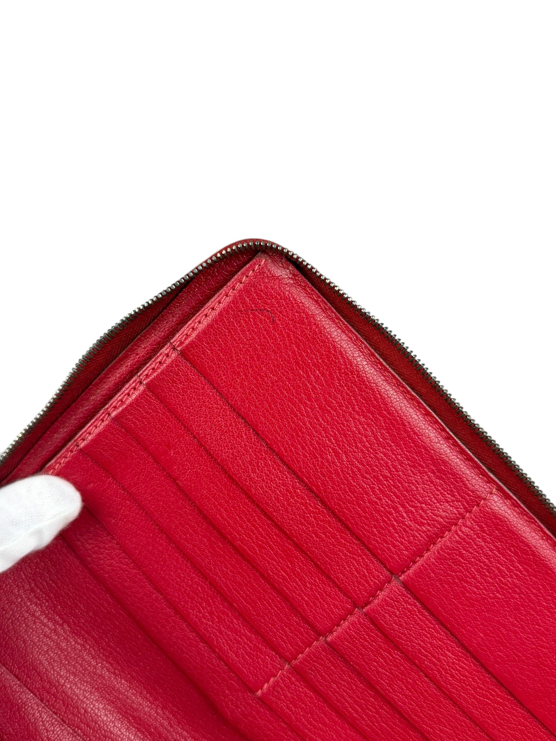 Hermes Rouge Epsom Leather Vintage Organizer Wallet