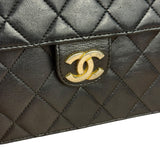 Chanel Black Diamond Stitch Lambskin Square Flap 1988