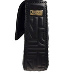 Fendi Black Leather 3D Logo Embossed Baguette