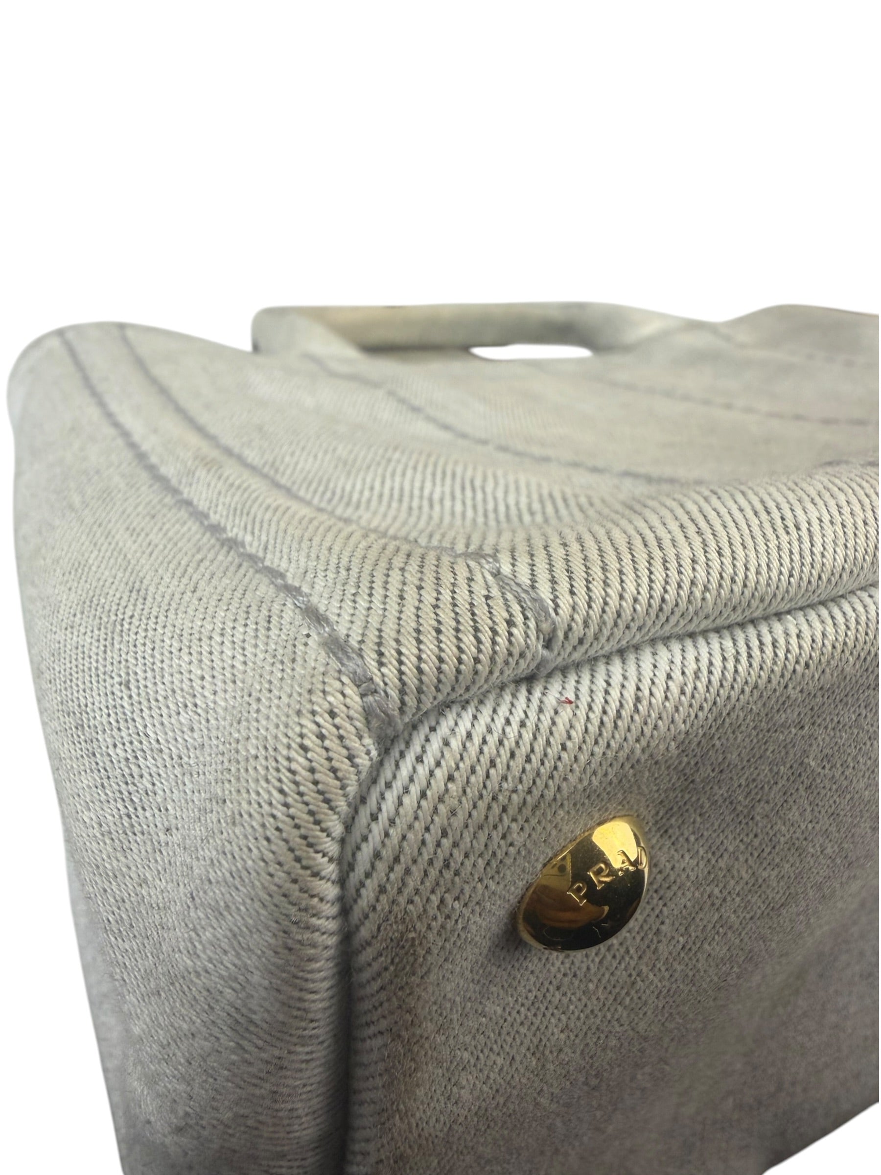 Prada Grey Denim Canapa Logo Tote