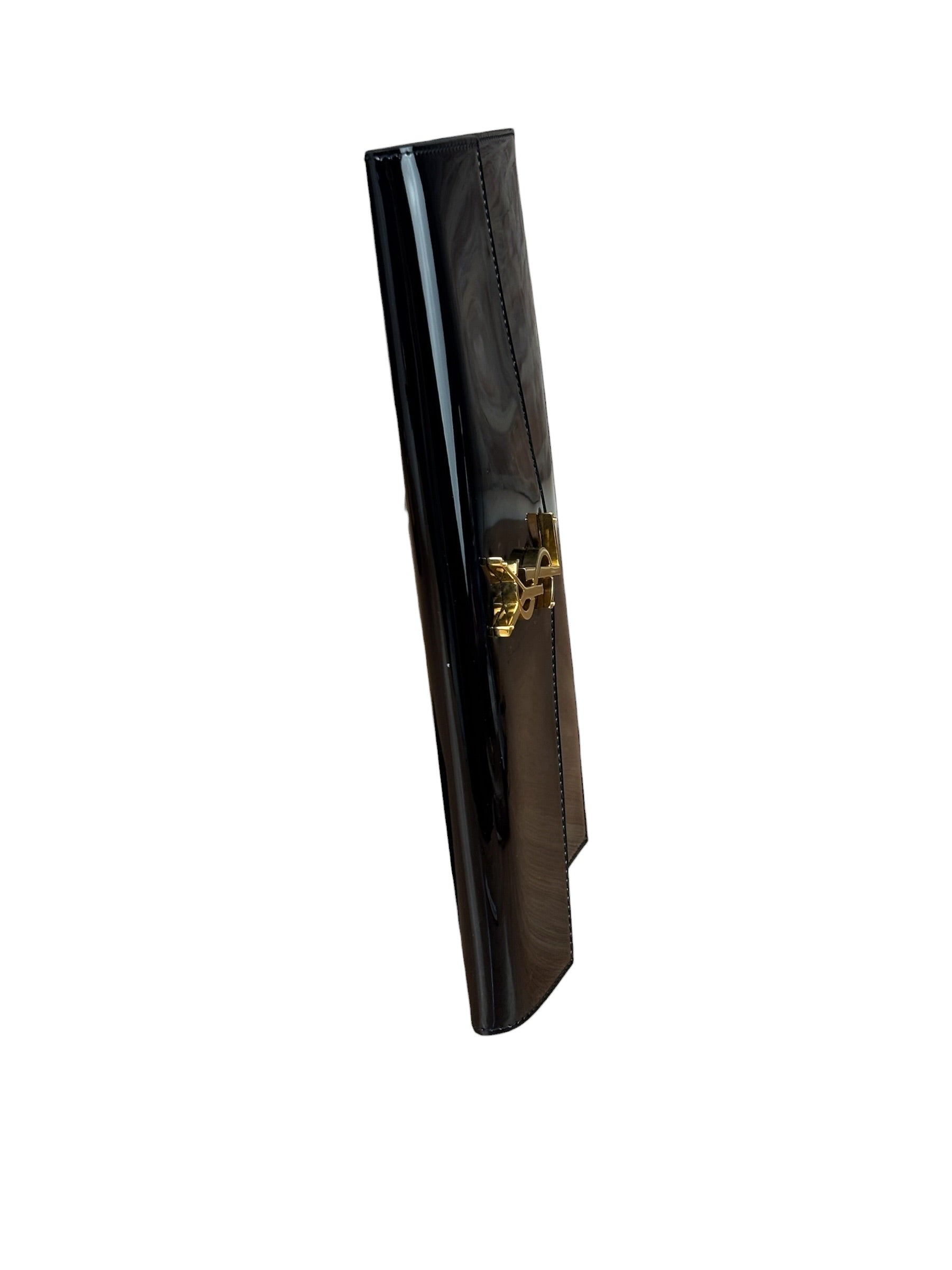 Yves Saint Laurent Black Patent Leather Uptown Pouch