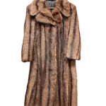 Vintage Brown Striped Fox Fur Long Coat