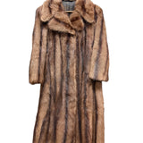 Vintage Brown Striped Fox Fur Long Coat