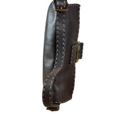 Fendi Selleria Brown Leather Stitched Baguette