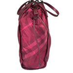 Burberry Plum Nylon/Leather Trim Nova Check Buckleigh Packable Tote