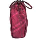 Burberry Plum Nylon/Leather Trim Nova Check Buckleigh Packable Tote