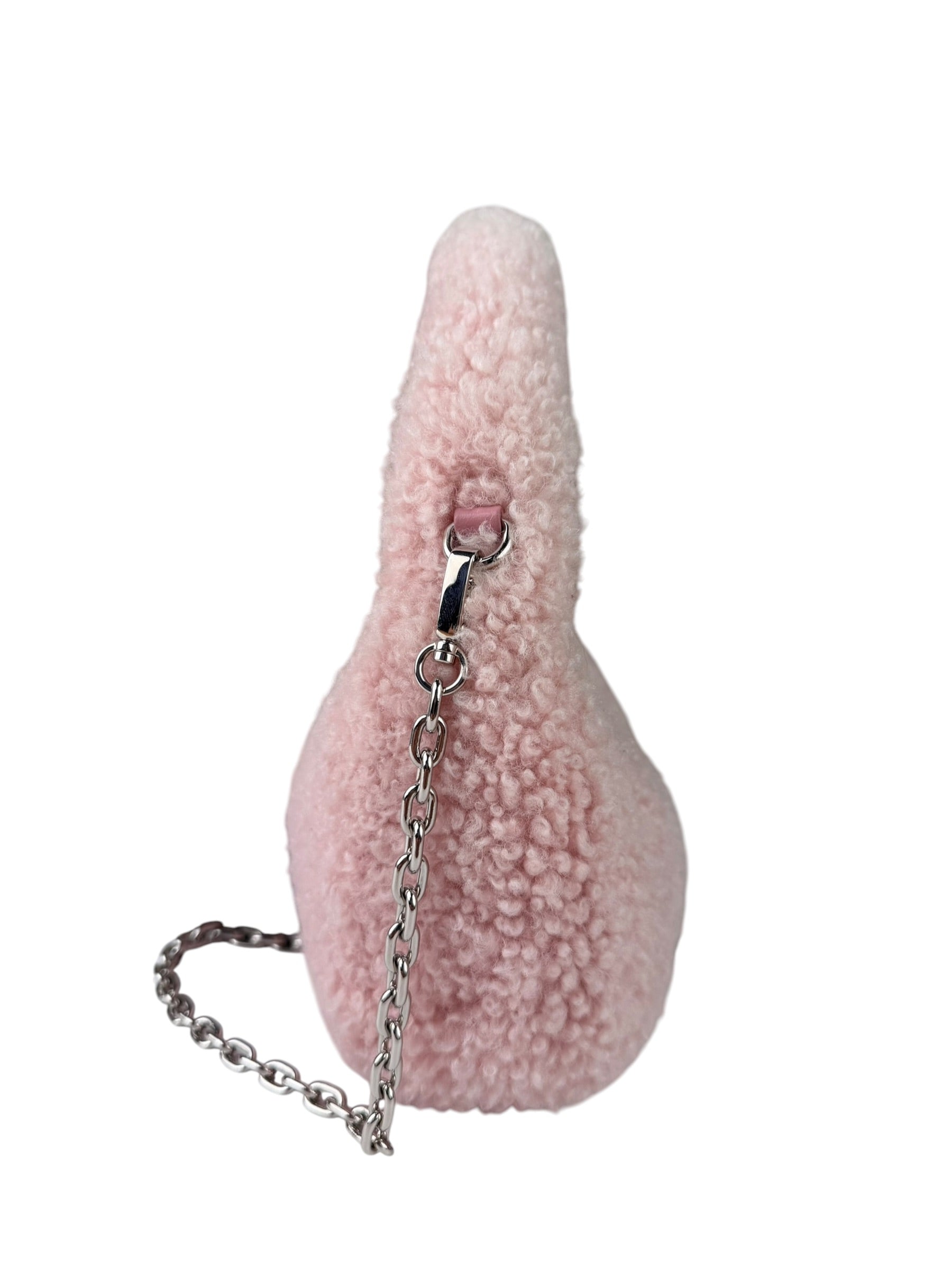 Miu Miu Pink Wool Teddy Two-Way Hobo Bag