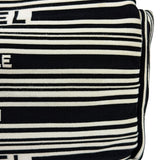 Chanel Black/White Leather Trim/Cloth Venise Biarritz Flap Bag 2019