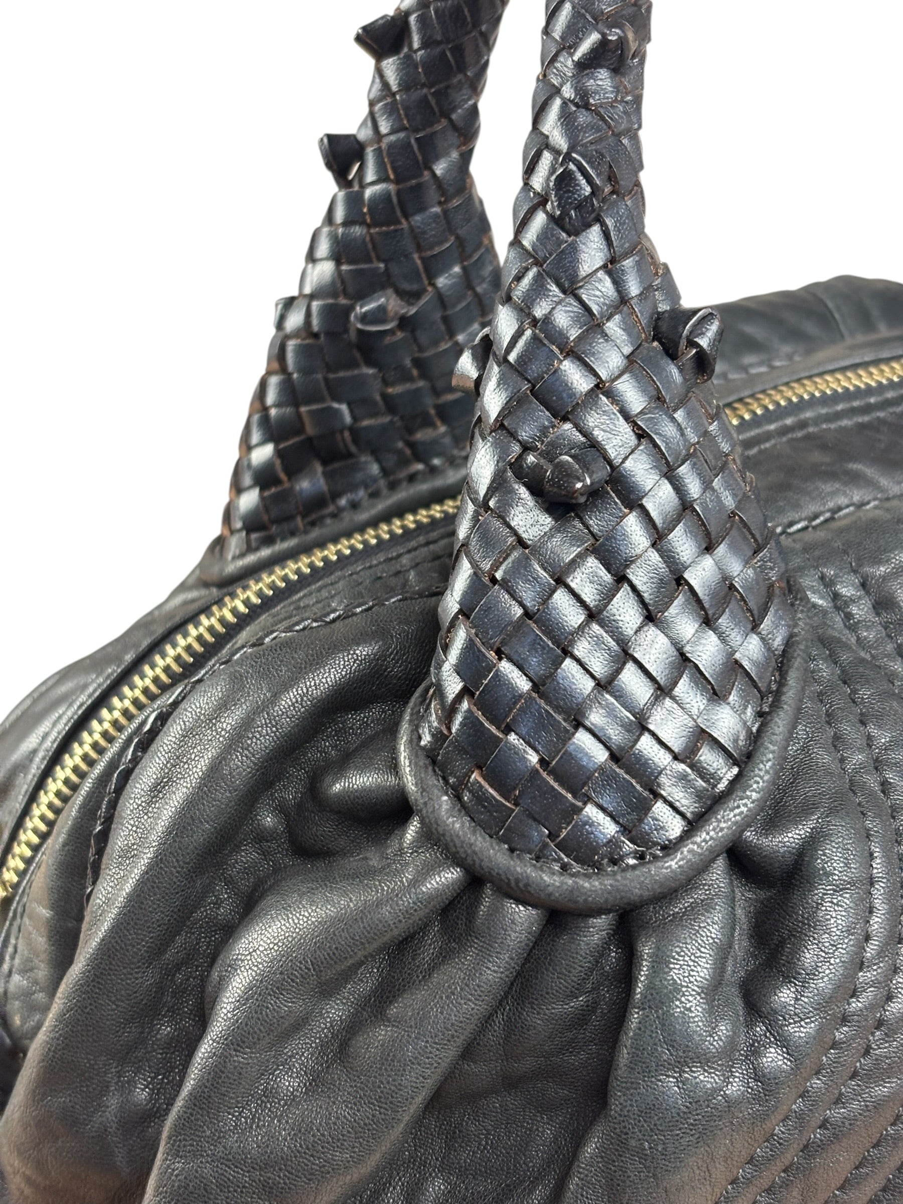 Fendi Vintage Black Leather Spy Hobo Bag