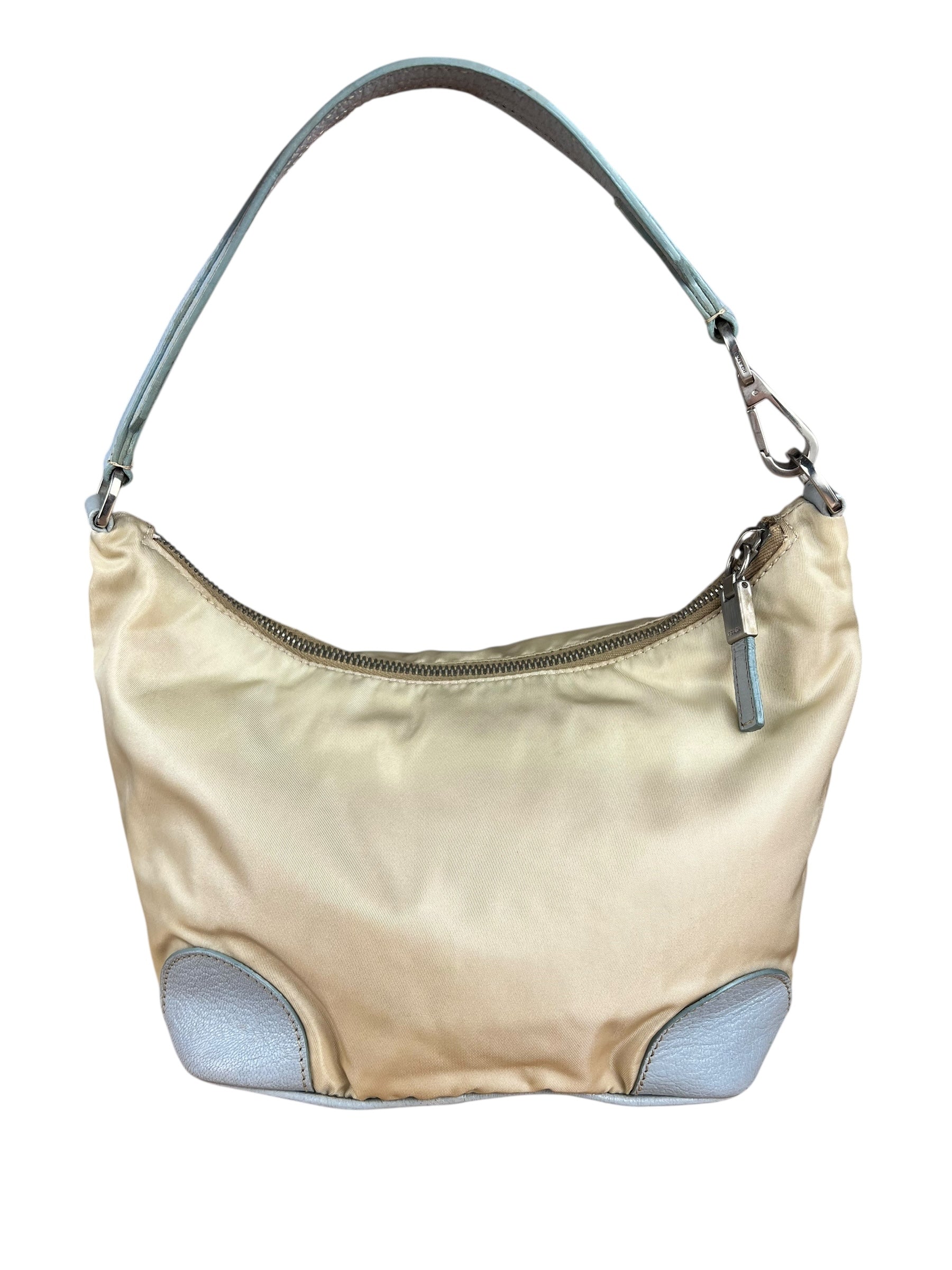 Prada Vintage Nylon Blue Leather Pochette