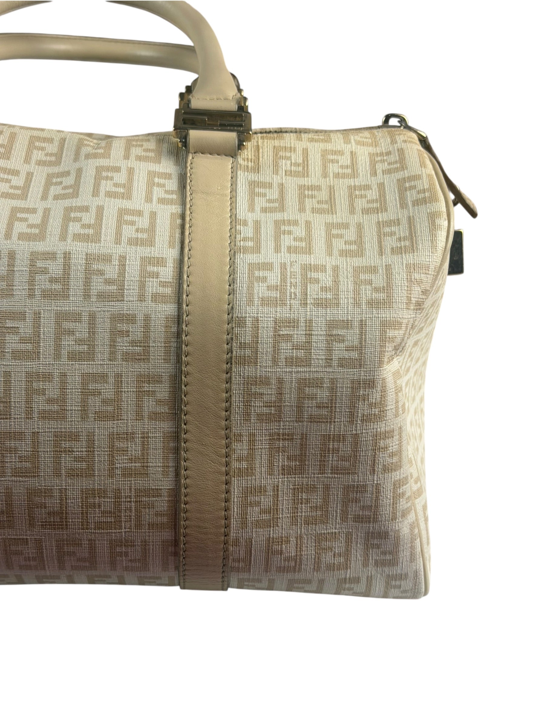 Fendi Vintage Beige Zucca Mini Boston Bag