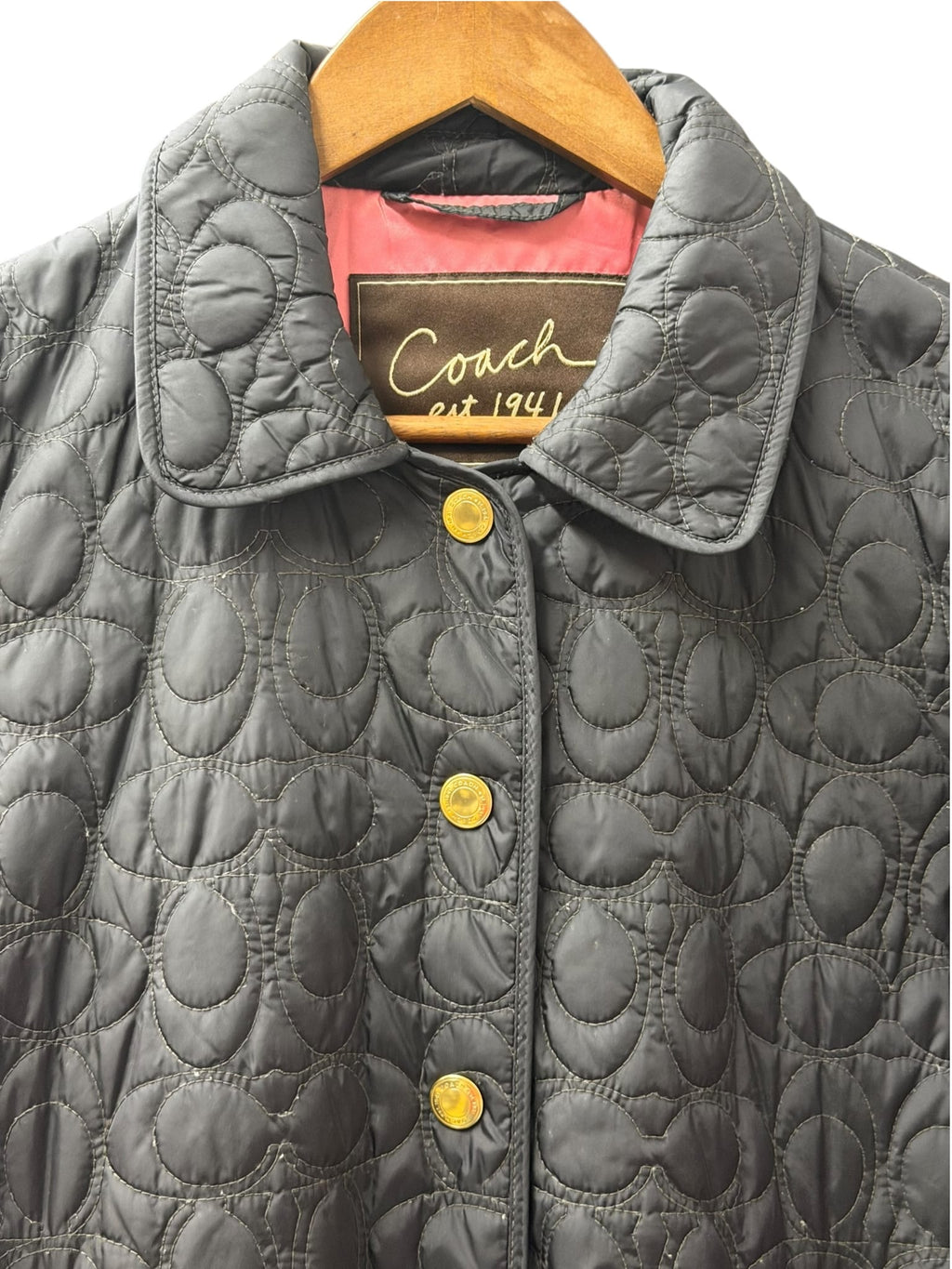 Coach Signature Anagram Quilted Coat Black