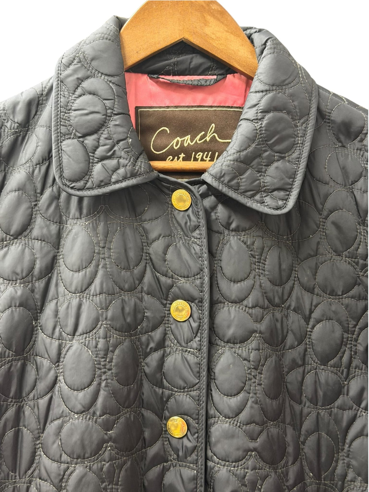 Coach Signature Anagram Quilted Coat Black