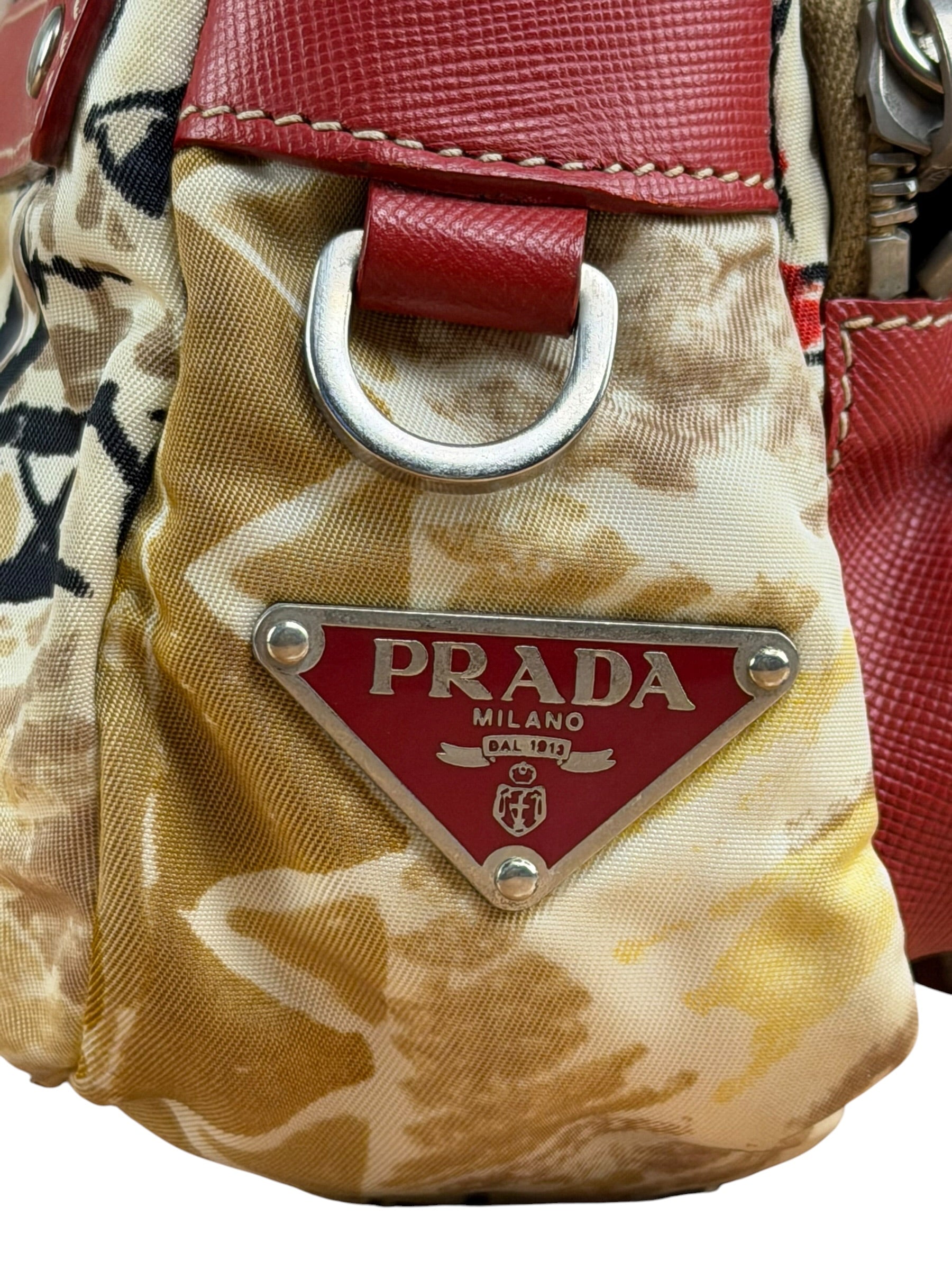 Prada Multicolor Nylon Leather Trim Shoulder Bag
