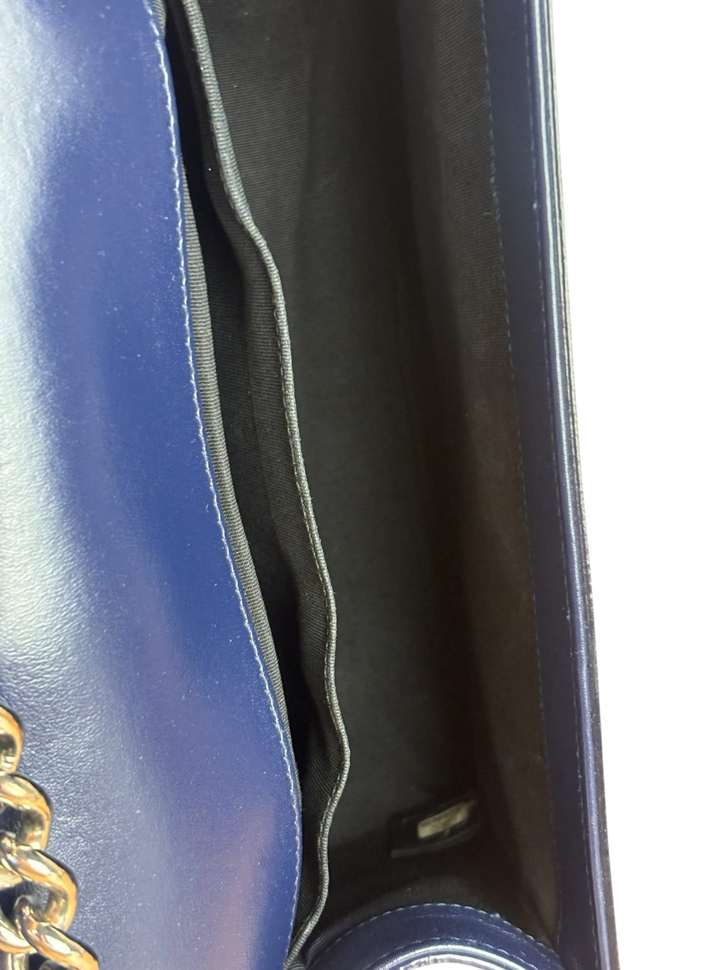 Chanel Navy Patent Quilted Leather Boy Flap Bag 2016