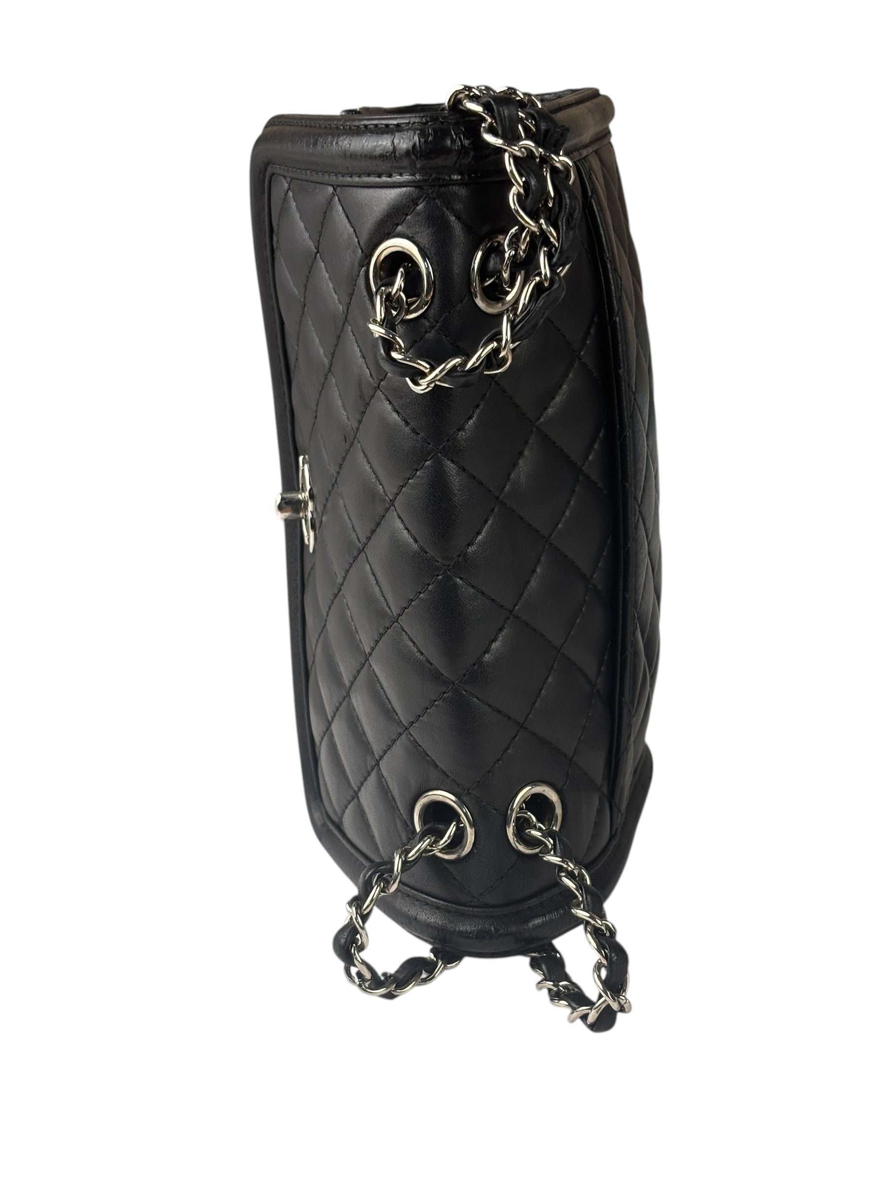 Chanel Black Quilted Leather Geometric Chain Flap Bag 2014