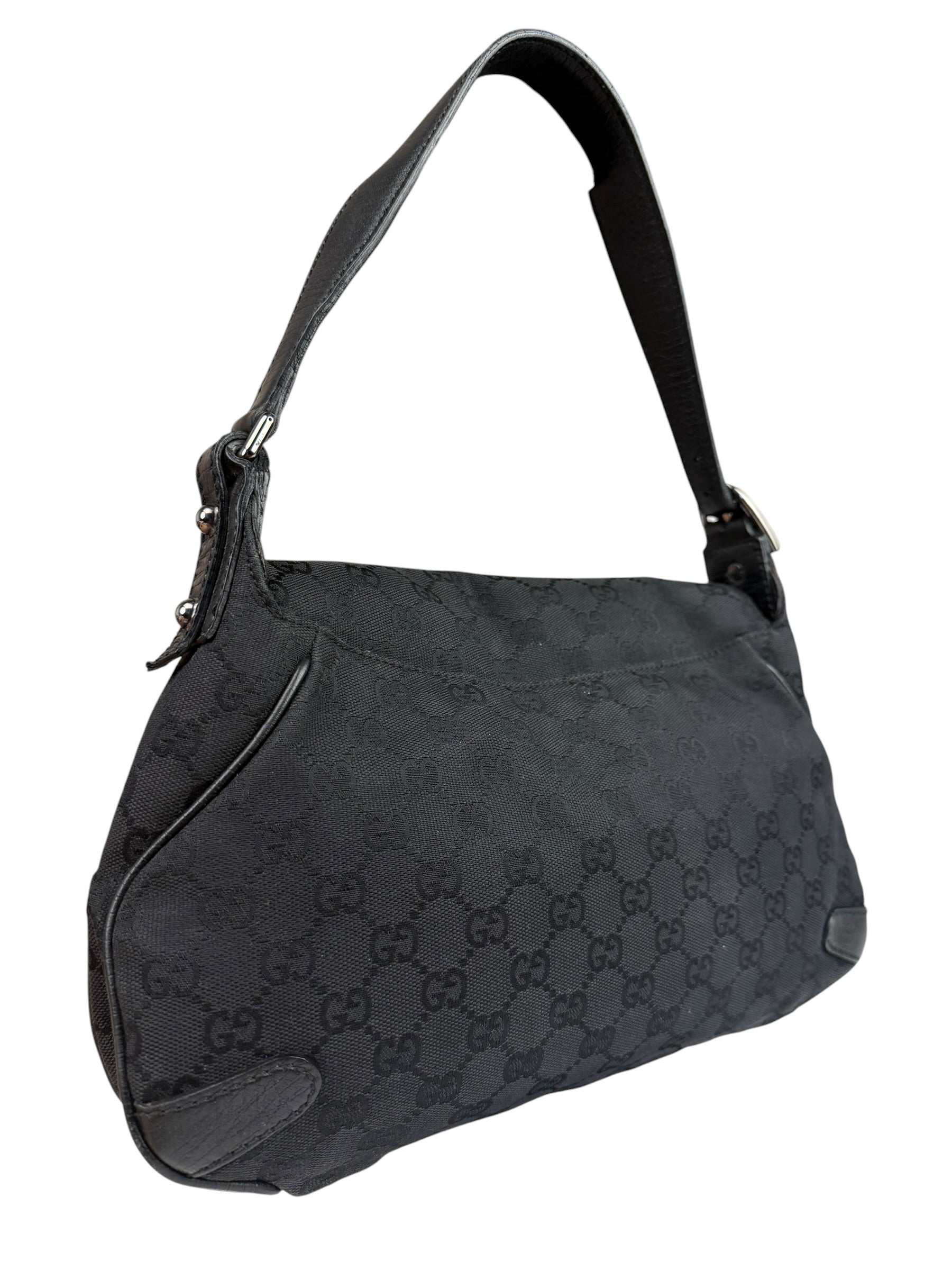 Gucci GG Vintage Black Horsebit Flap Shoulder Bag