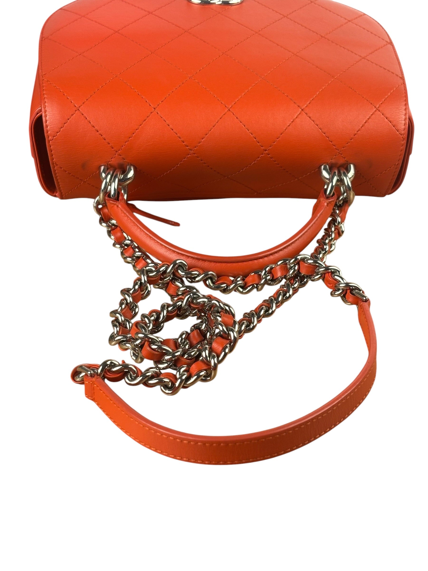 Chanel Red Quilted Calfskin Small Ring My Flap Crossbody Bag 2017