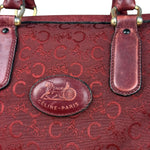 Celine Vintage Burgundy Macadam Print Mini Boston Handbag