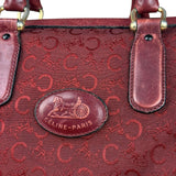 Celine Vintage Burgundy Macadam Print Mini Boston Handbag