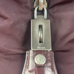 Prada Vintage Plum Nylon Leather Embossed Handbag