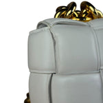 Bottega Veneta White Leather Padded Cassette Chain Bag