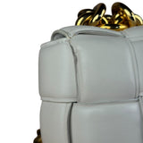 Bottega Veneta White Leather Padded Cassette Chain Bag