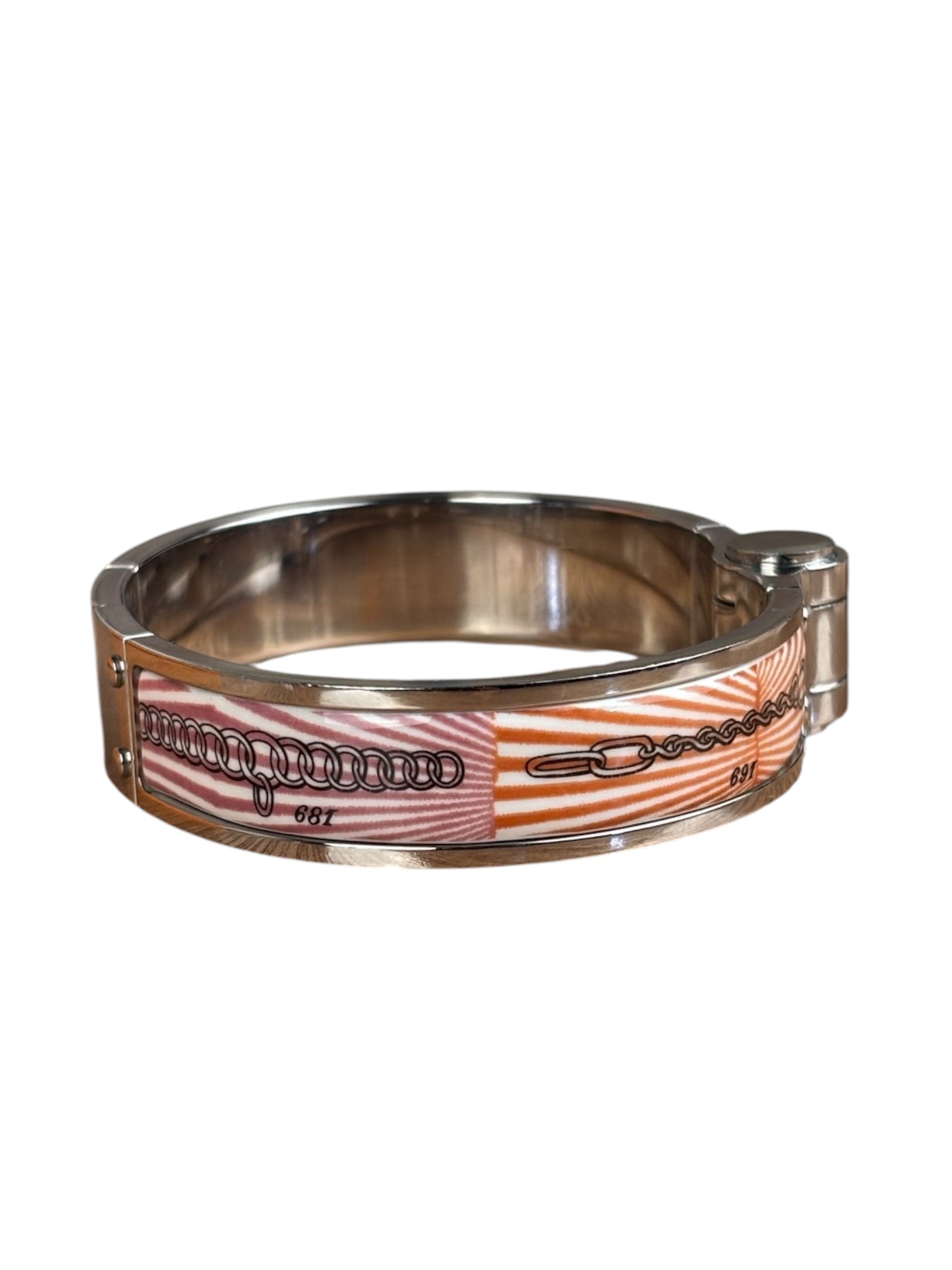 Hermes Palladium Plated Charniere Enamel Bangle PM