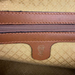 Gucci Brown Leather Trim Micro GG Sherry Line Boston Handbag