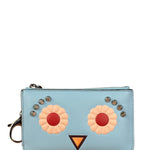 Fendi Monsters Blue Leather Key Wallet