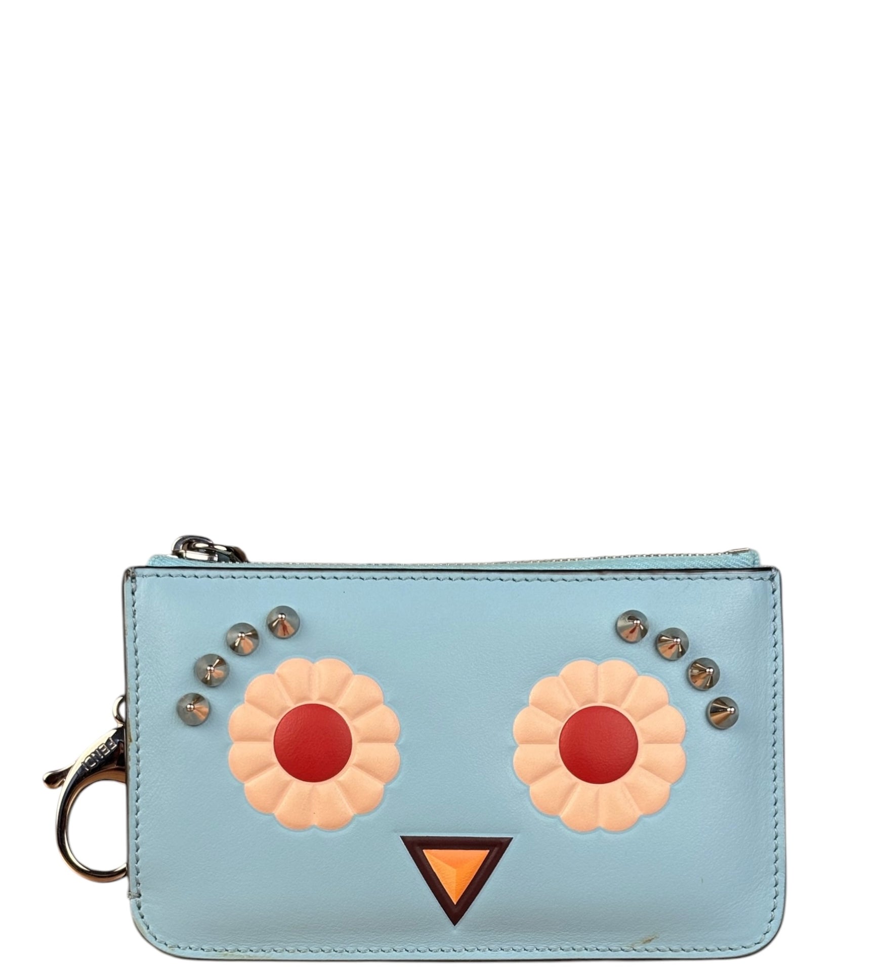 Fendi Monsters Blue Leather Key Wallet