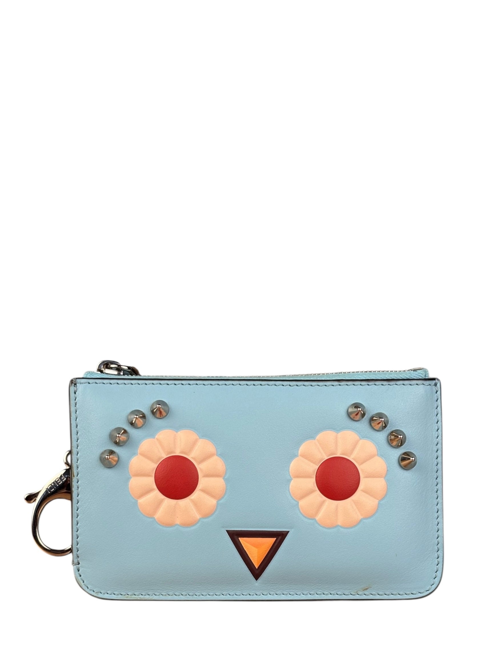 Fendi Monsters Blue Leather Key Wallet